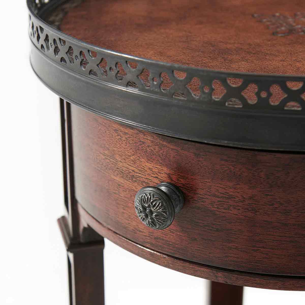 Walnut Circle Accent Table - Image 2