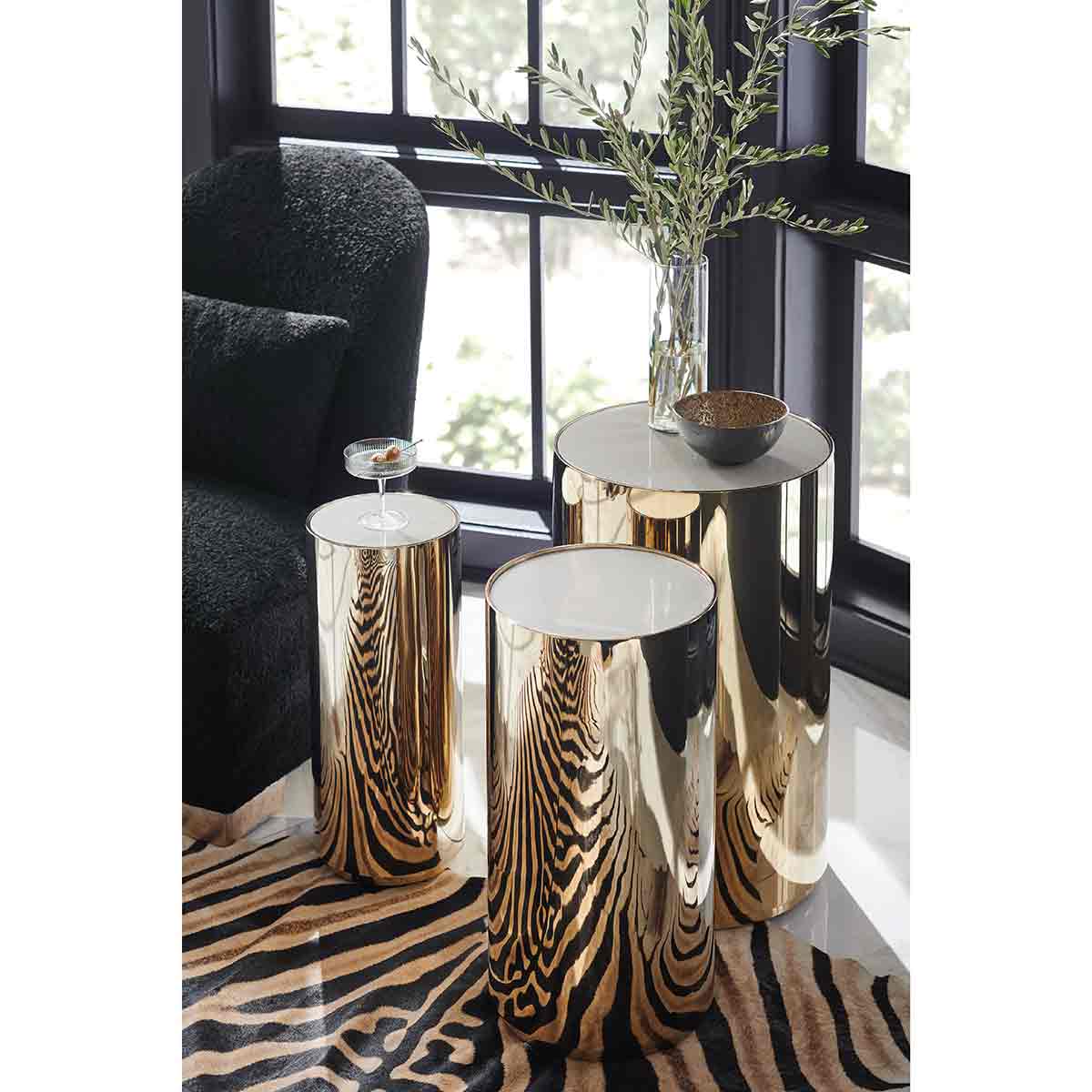 Round About Side Tables | Caracole Signature Metropolitan Collection | Elegant Contemporary Luxury Exclusive Designer Furniture