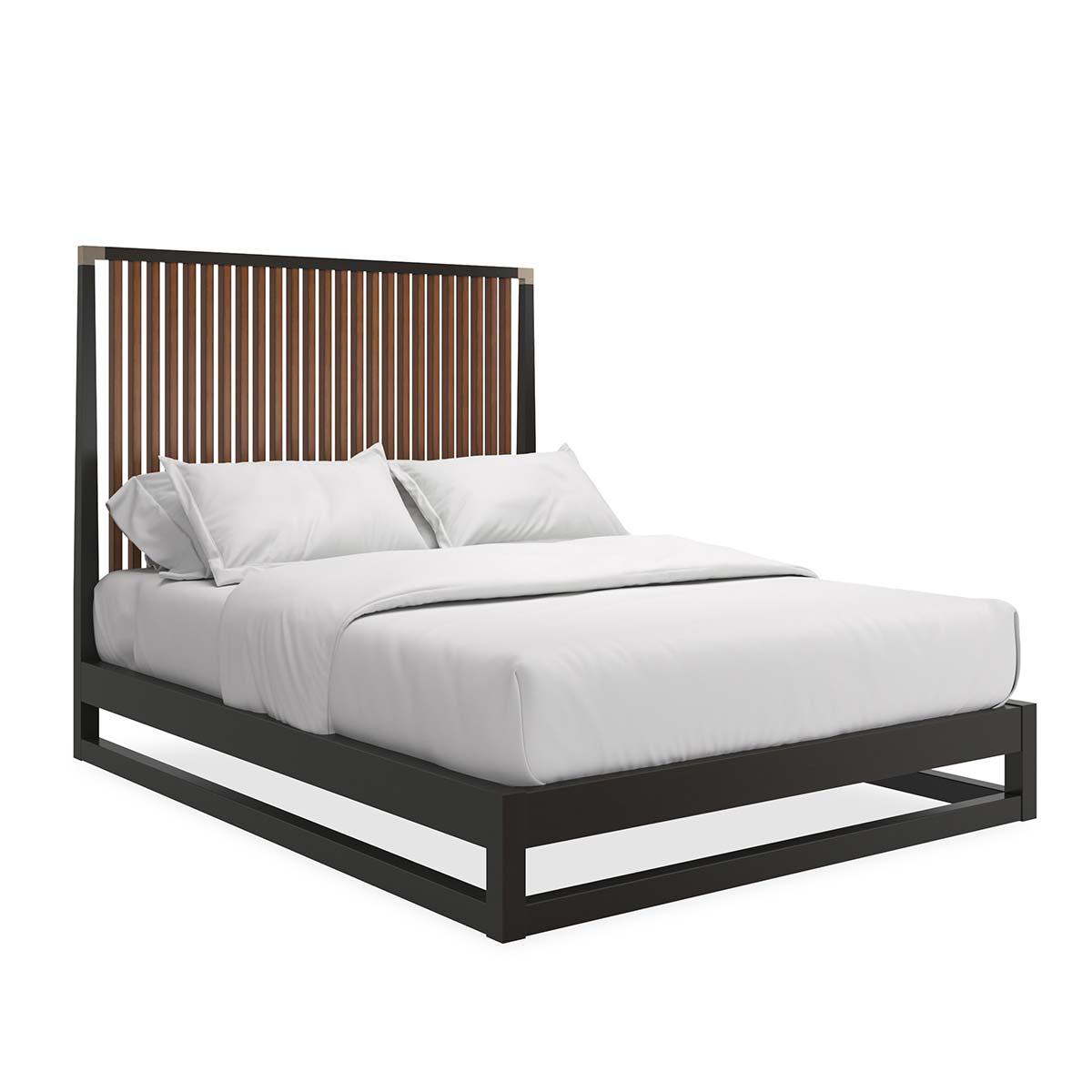 Pinstripe Dark Bed | Caracole Classic Collection | Elegant Contemporary Luxury Exclusive Designer Furniture