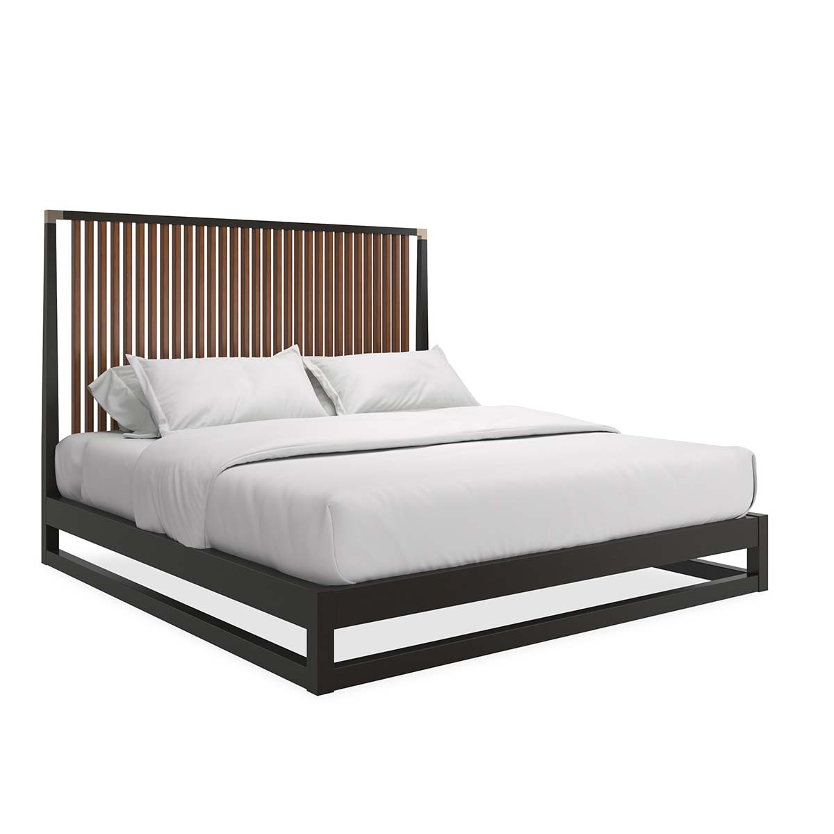 Pinstripe Dark Bed | Caracole Classic Collection | Elegant Contemporary Luxury Exclusive Designer Furniture