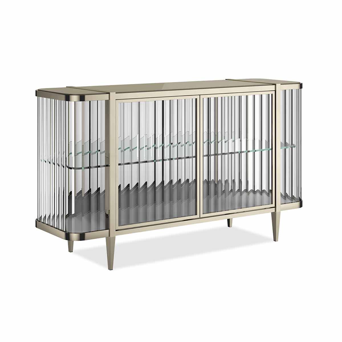 Stop And Stare Display Cabinet – Whisper of Gold | Caracole Classic | Elegant Contemporary Luxury Exclusive Designer Furniture