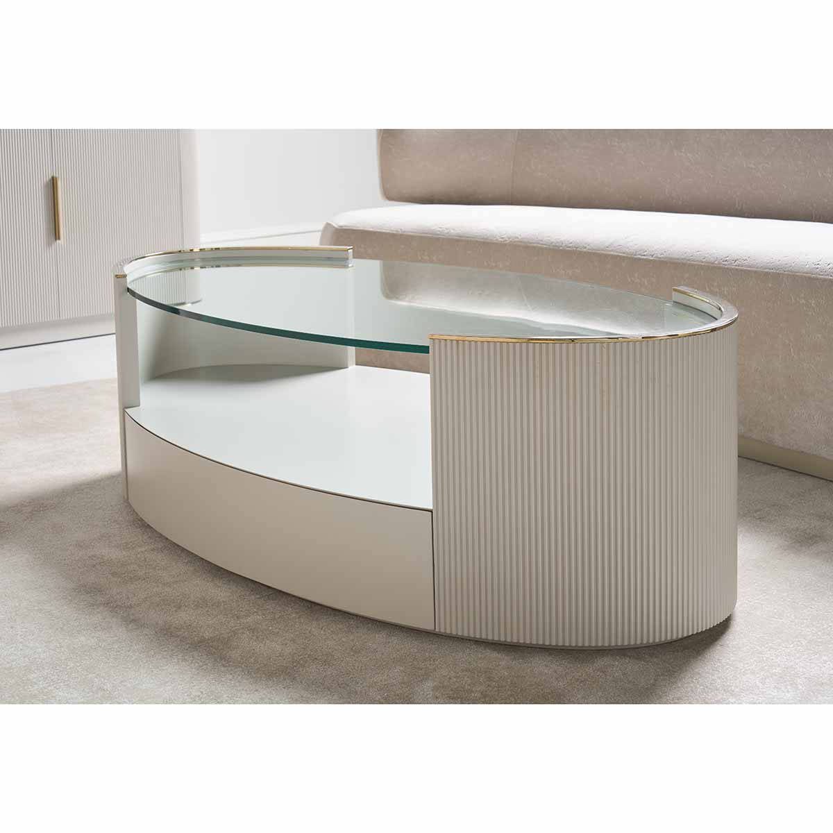 Love Oval Cocktail – Matte Pearl | Caracole Fall 2024 Introduction | Elegant Contemporary Luxury Exclusive Designer Furniture