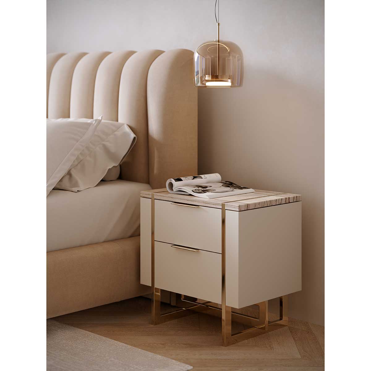 Wish You Were Here Nightstand | Caracole Spring 2025 Collection | Elegant Contemporary Luxury Exclusive Designer Furniture
