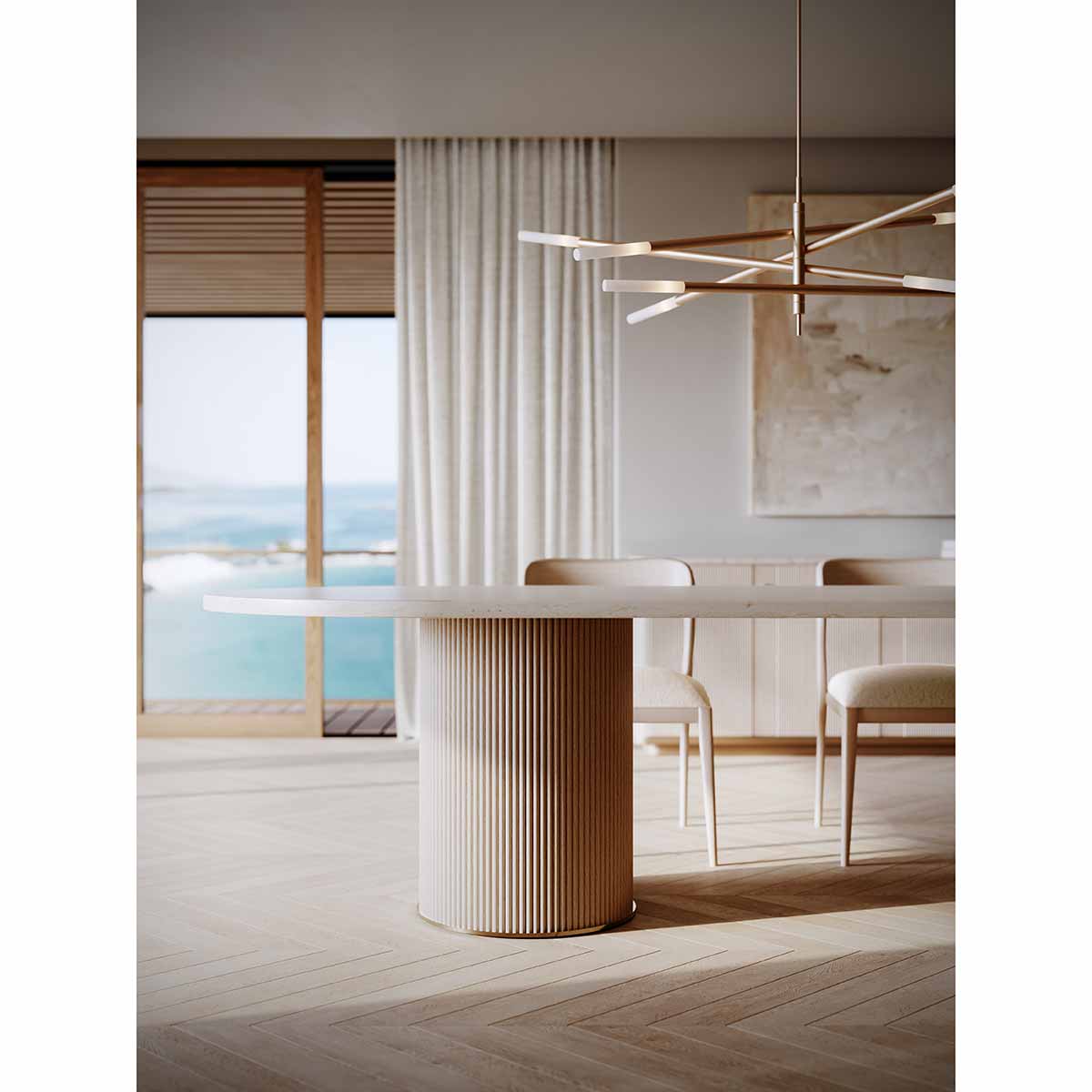 Rhythm Dining Table – Oval Stone Top | Caracole Spring 2025 Collection | Elegant Contemporary Luxury Exclusive Designer Furniture
