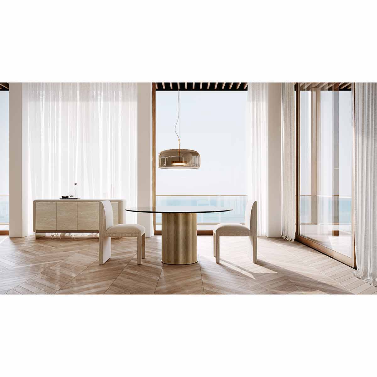 Rhythm Dining Table – Round Glass Top | Caracole Spring 2025 Collection | Elegant Contemporary Luxury Exclusive Designer Furniture