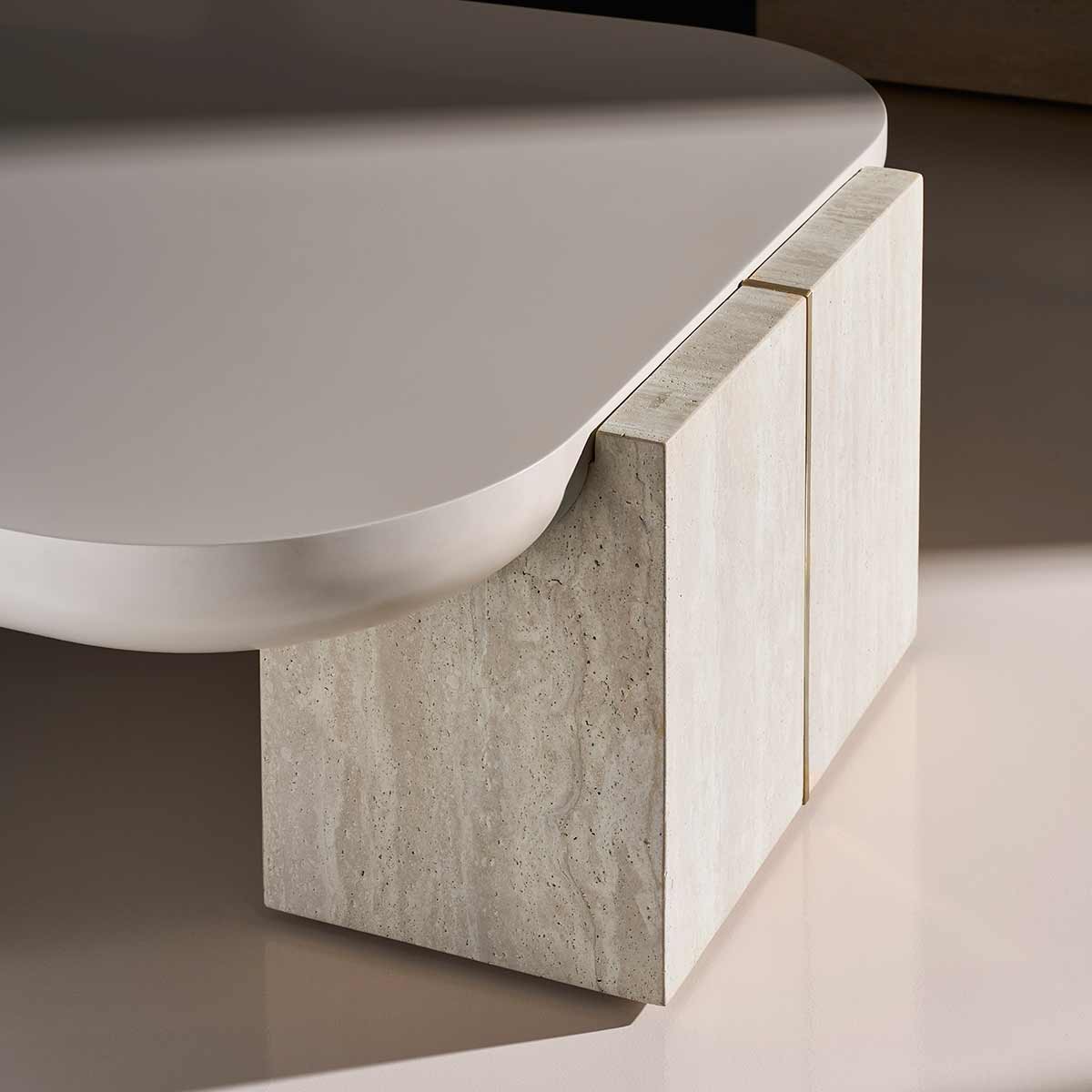 Overlap Rectangular Cocktail Table Light | Caracole Spring 2025 Collection | Elegant Contemporary Luxury Exclusive Designer Furniture