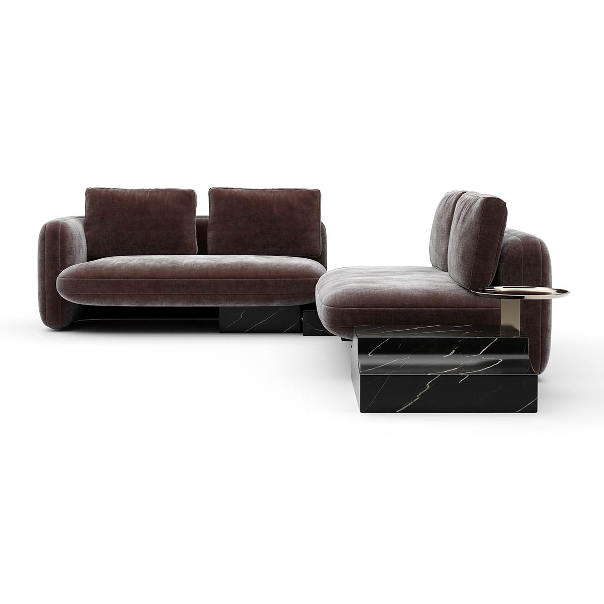 Overlap Sectional Dark Taupe | Caracole Spring 2025 Collection | Elegant Contemporary Luxury Exclusive Designer Furniture