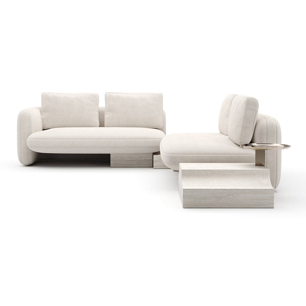 Overlap Sectional Sofa Ecru Linen | Caracole Spring 2025 Collection | Elegant Contemporary Luxury Exclusive Designer Furniture