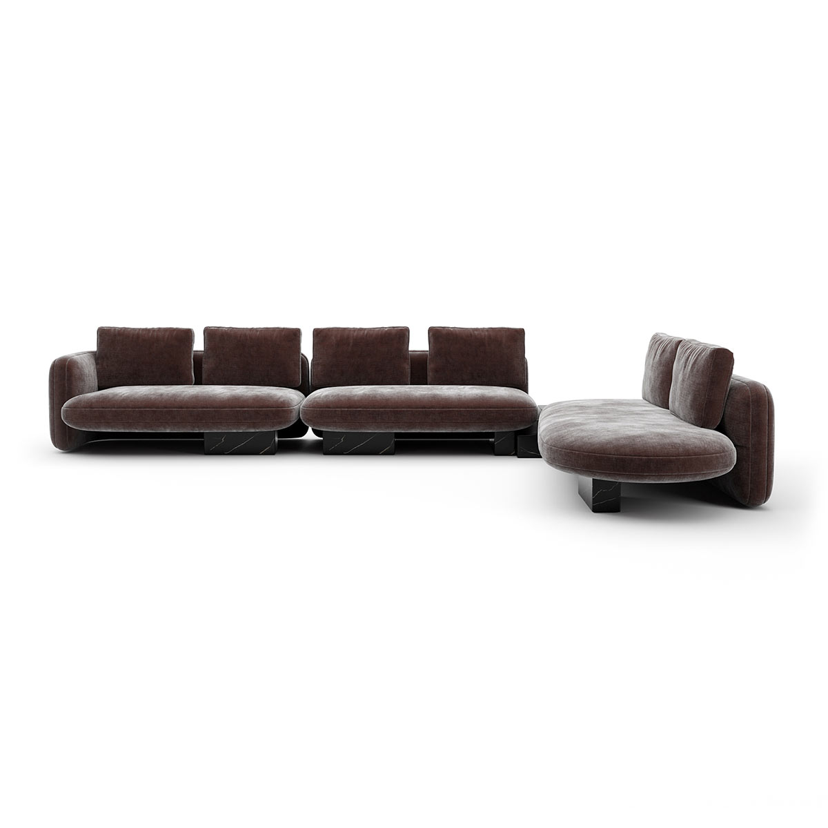 Overlap Sectional Dark Taupe | Caracole Spring 2025 Collection | Elegant Contemporary Luxury Exclusive Designer Furniture