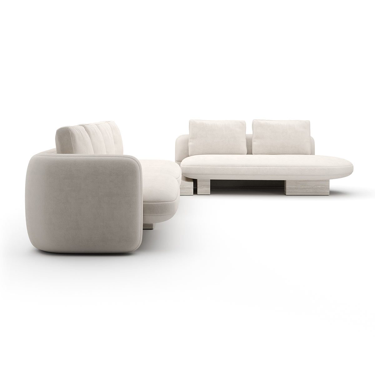Overlap Sectional Sofa Ecru Linen | Caracole Spring 2025 Collection | Elegant Contemporary Luxury Exclusive Designer Furniture