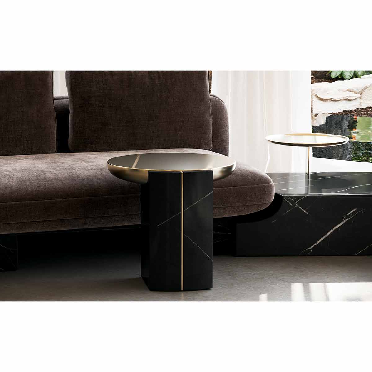 Overlap Round Side Table Dark | Caracole Spring 2025 Collection | Elegant Contemporary Luxury Exclusive Designer Furniture