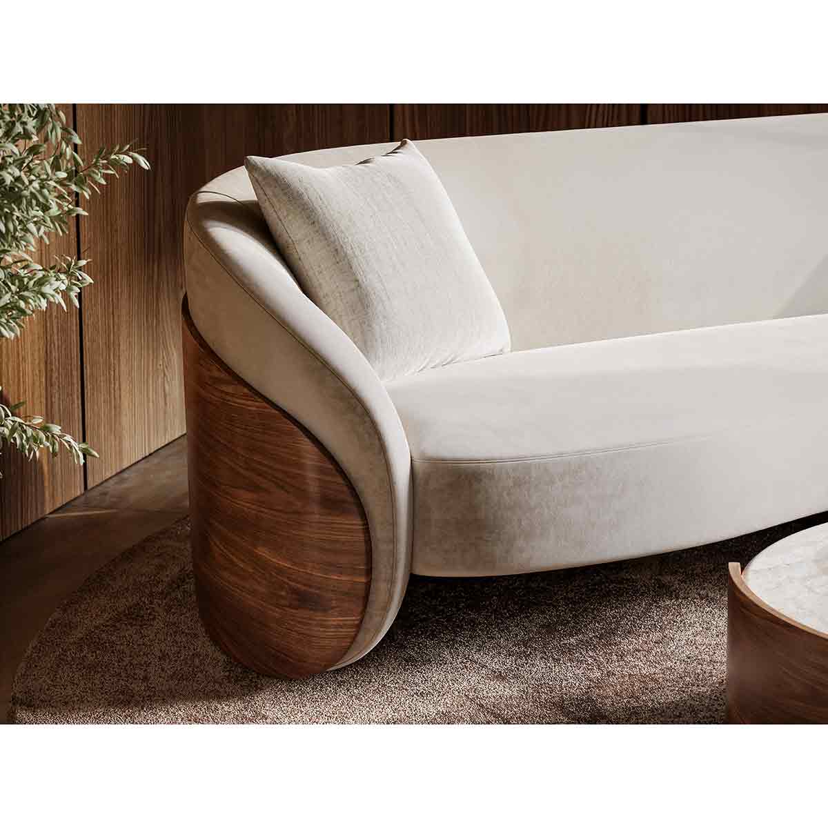 Fleur Wood Back Sofa | Caracole Spring 2025 Collection | Elegant Contemporary Luxury Exclusive Designer Furniture