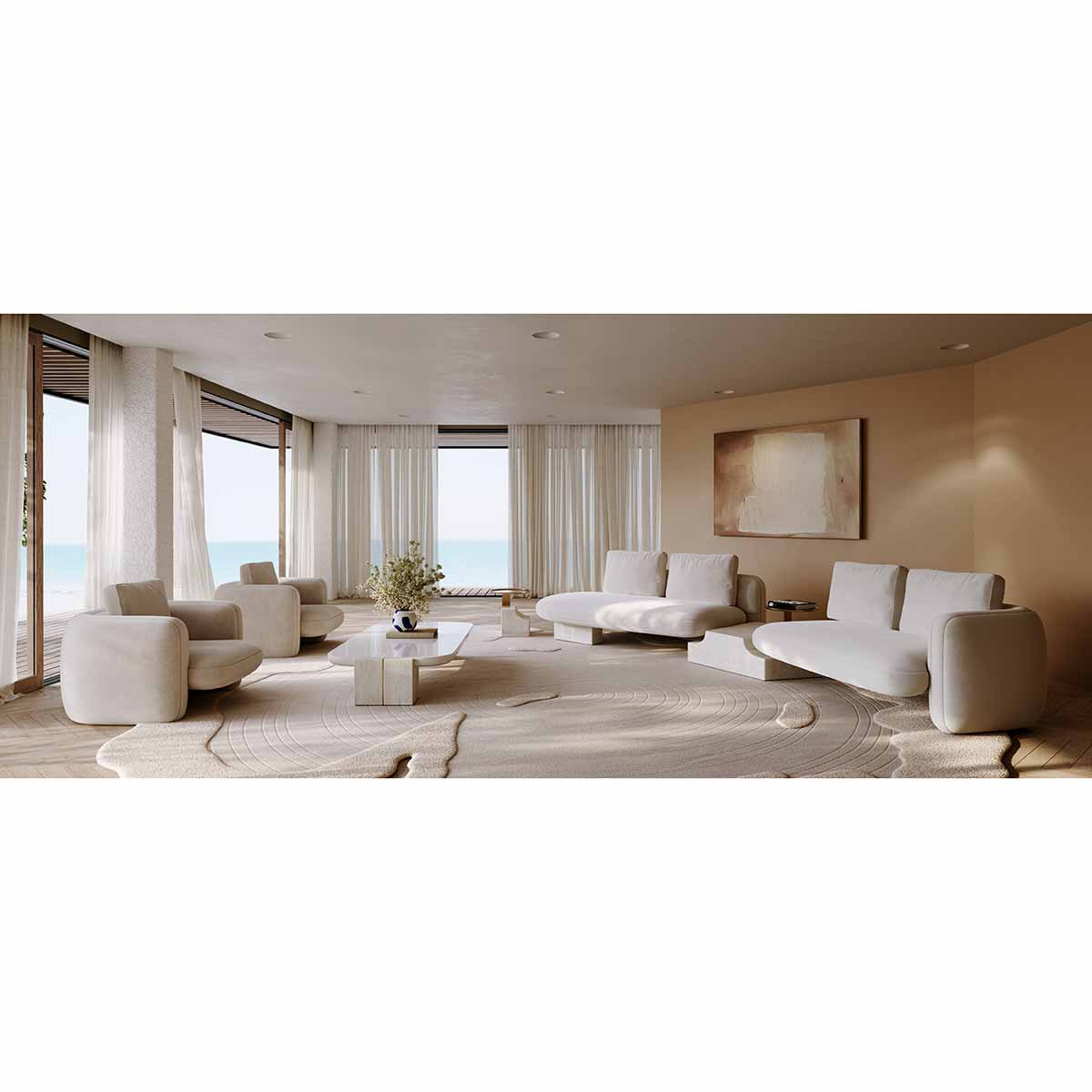 Overlap Sectional Sofa Ecru Linen | Caracole Spring 2025 Collection | Elegant Contemporary Luxury Exclusive Designer Furniture
