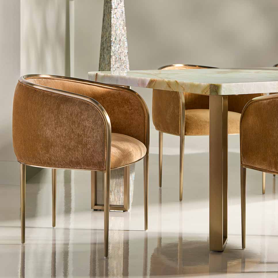 Tension Dining Chair – Camel | Caracole Fall 2025 | Elegant Contemporary Luxury Exclusive Designer Furniture