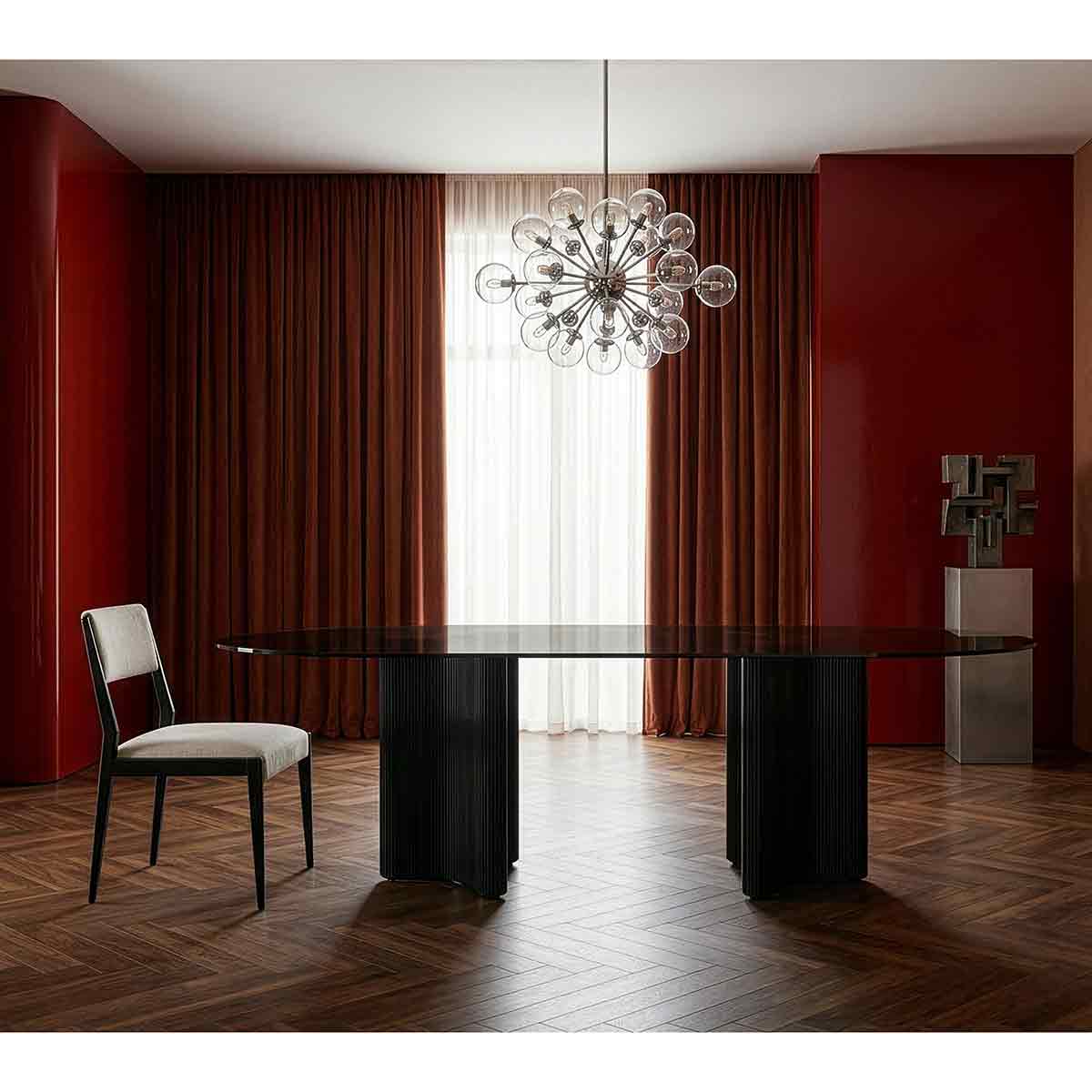 Viola Dining Table – Smoked Glass | Caracole Spring 2026 | Elegant Contemporary Luxury Exclusive Designer Furniture